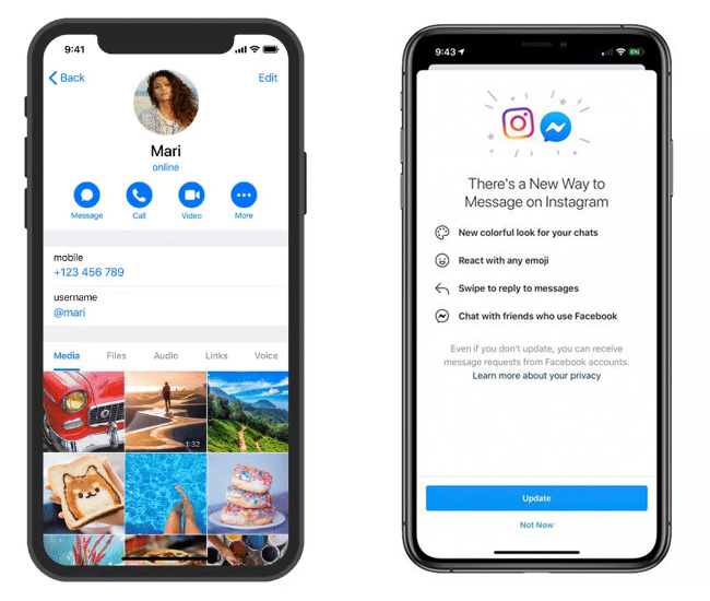 Telegram запустил видеозвонки, а Facebook тестирует слияние чатов Instagram и Messenger