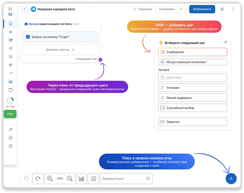 Добавить текстовый блок